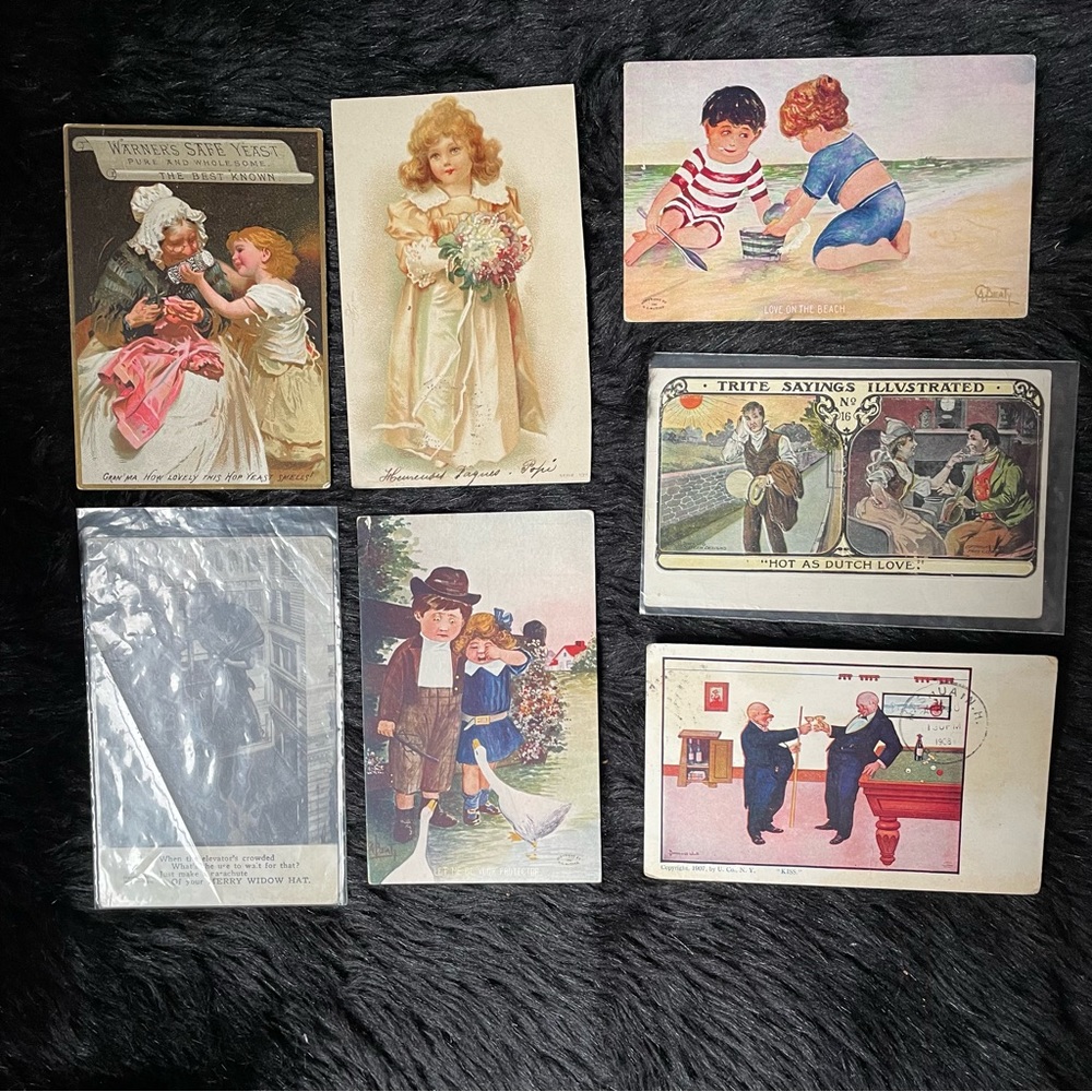 Lot 7 Antique post cards and advertisements used notes ephemera junk journal